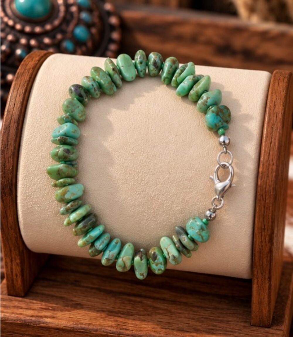 Kingman Turquoise Nugget Bracelet – Size 7, Western Style